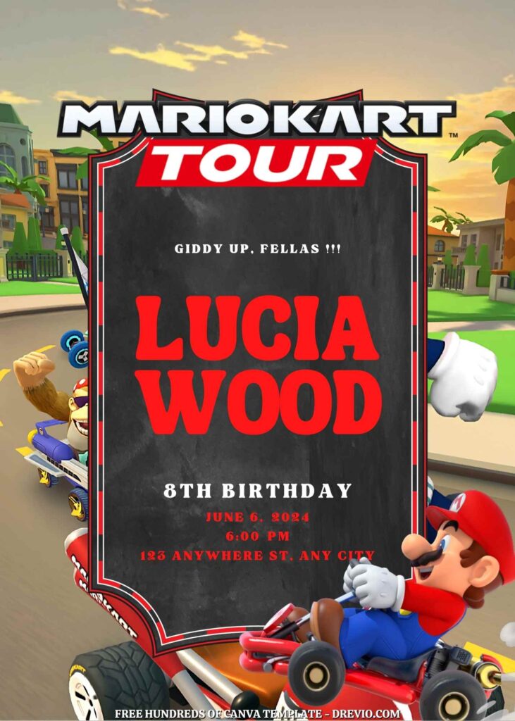 Invitation Template of 22+ Mario Kart Tour Canva Birthday Invitation Templates 2