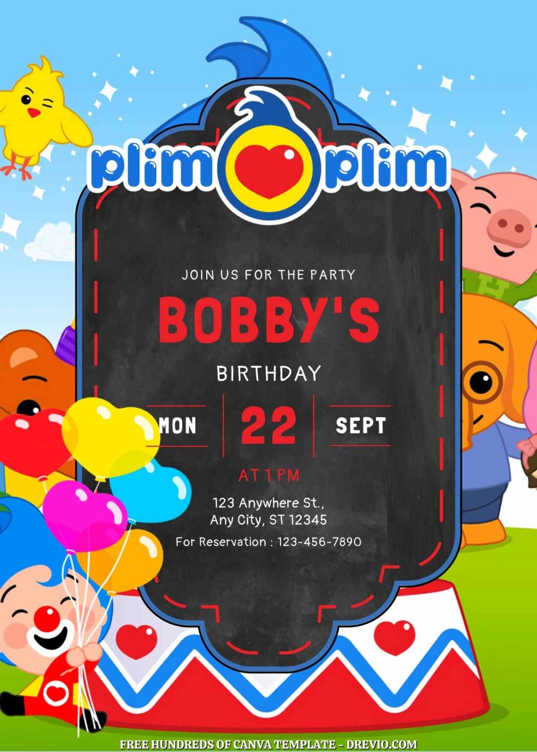 16+ El Payaso Plim Plim Canva Birthday Invitation Templates - Drevio ...