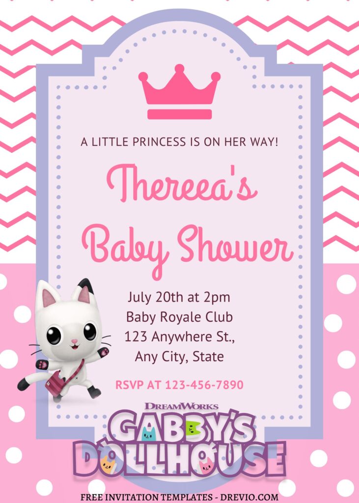 7+ A Little Magic Gabby Dollhouse Canva Birthday Invitation Templates  with cute pandy paws