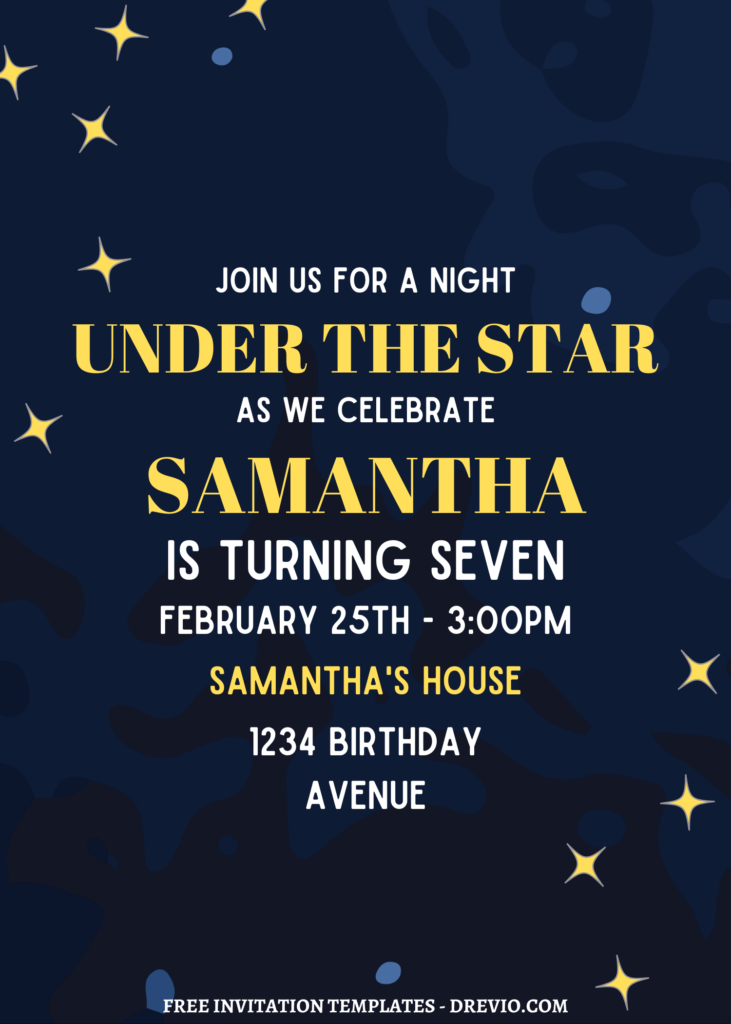 9+ Sparkling Night Under The Stars Canva Birthday Invitation Templates with cute wording