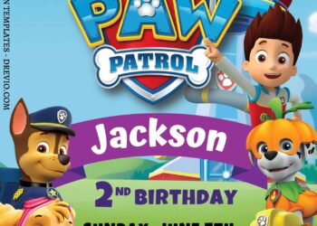 7+ PAW Patrol Canva Birthday Invitation Templates with Skye