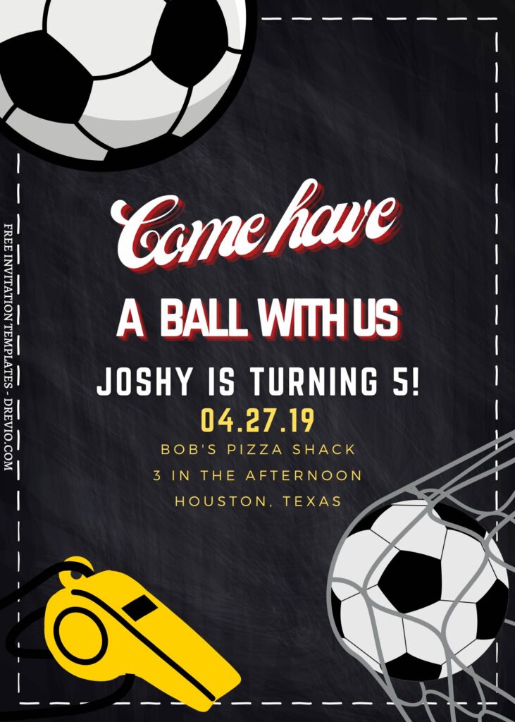8+ Fun Soccer Themed Canva Birthday Invitation Templates with dash lines border