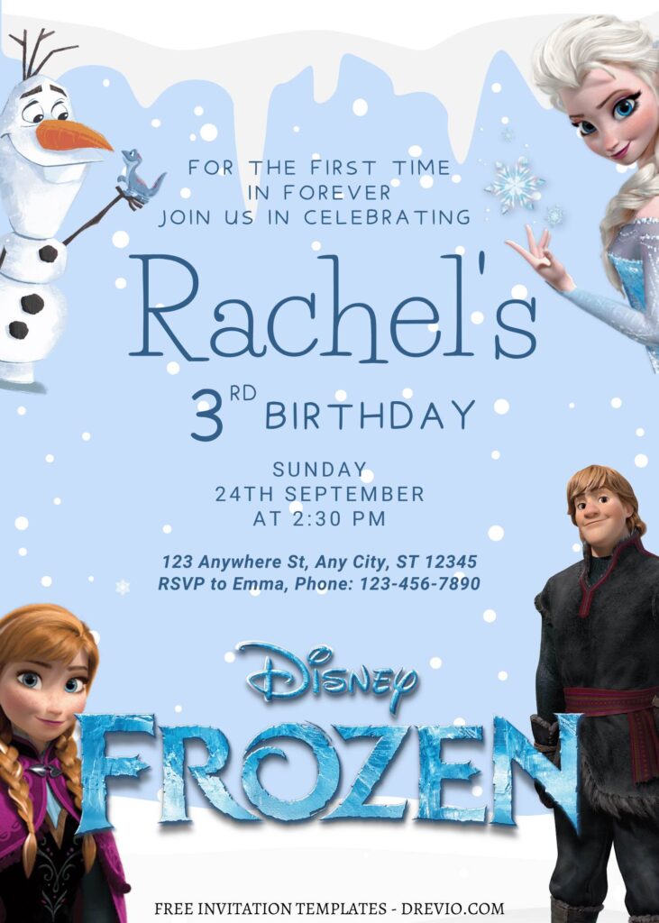 Invitation Template of 11+ Beautiful Snowfall Disney Frozen Canva Birthday Invitation Templates 3