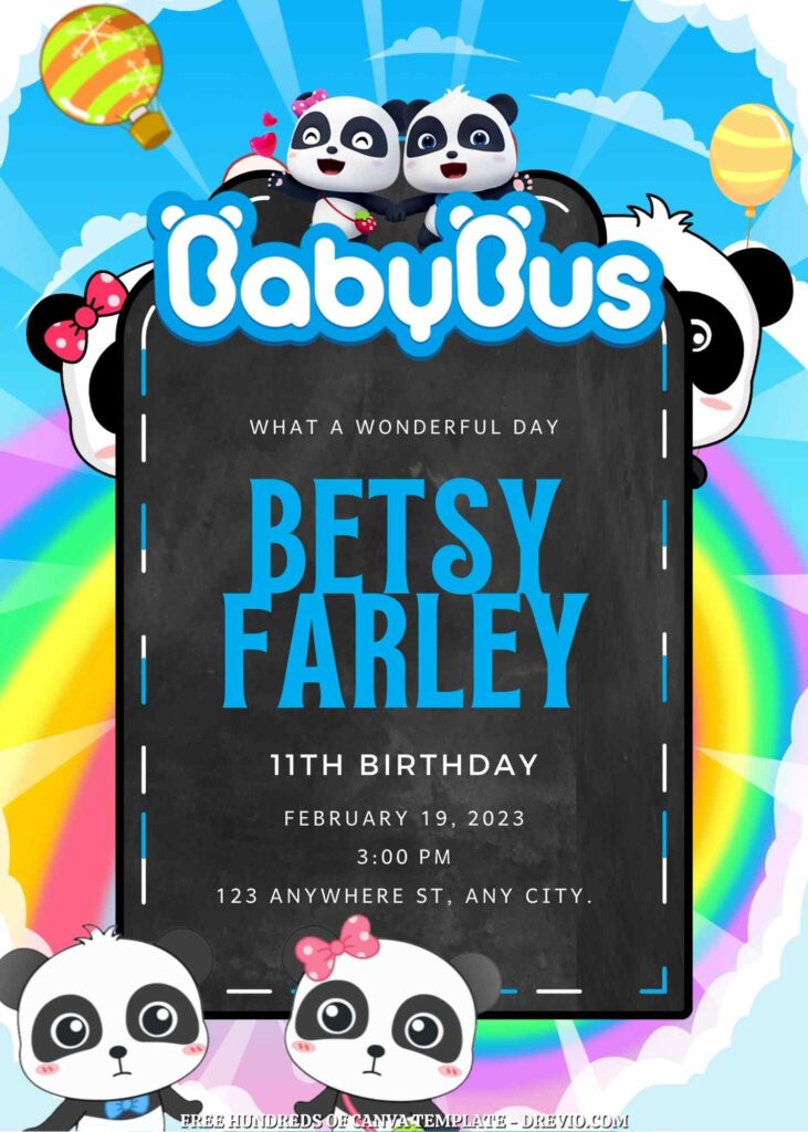 Invitation Template of 16+ BabyBus Canva Birthday Invitation Templates 3