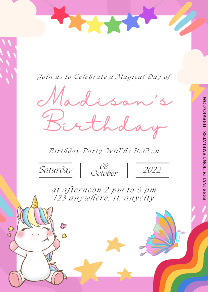 11+ A Magical Celebration Unicorn Canva Birthday Invitation Templates with baby unicorn