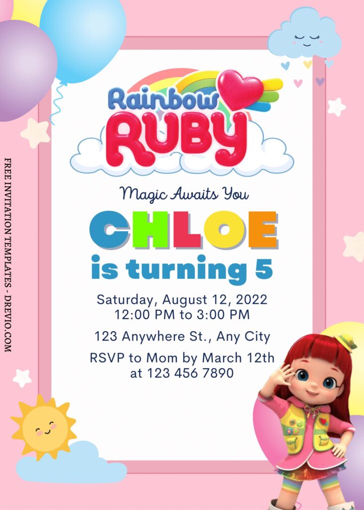 9+ Lovable Rainbow Ruby And Friends Canva Birthday Invitation Templates