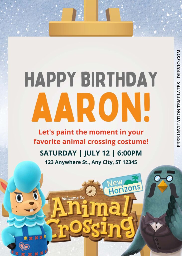 8+ Paint Party Animal Crossing Canva Birthday Invitation Templates with Cute baby sheep