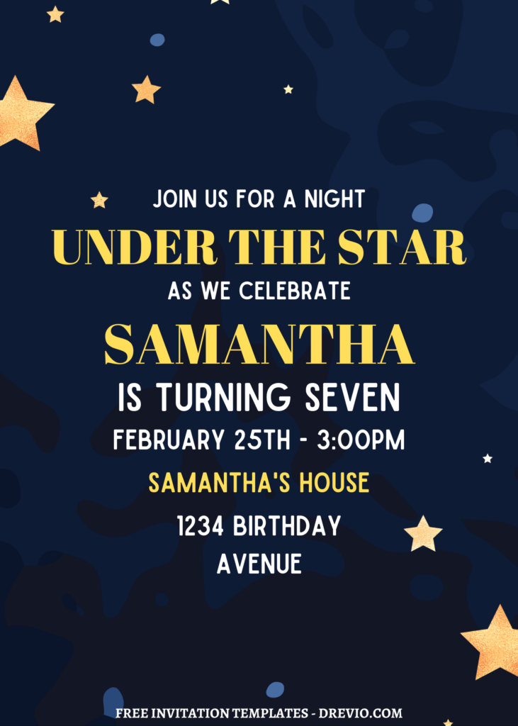 9+ Sparkling Night Under The Stars Canva Birthday Invitation Templates with starry night background