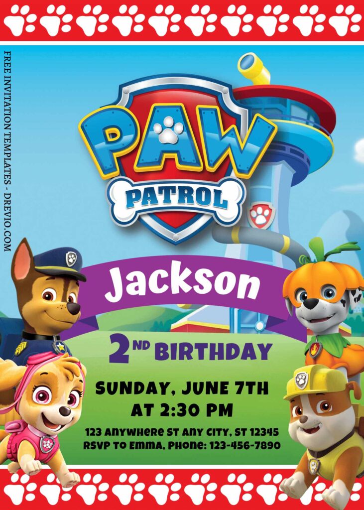 Invitation Template of 7+ PAW Patrol Canva Birthday Invitation Templates 4