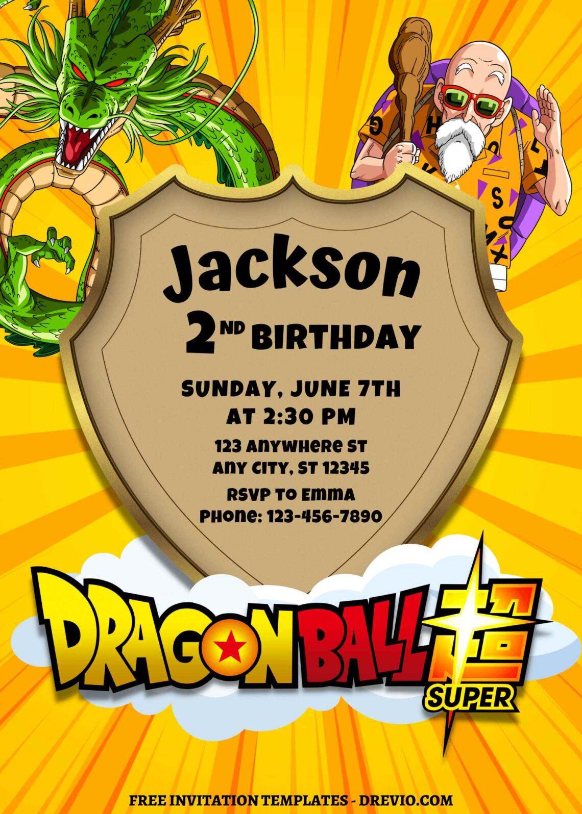 8+ Epic Dragonball Z Canva Birthday Invitation Templates with Editable text