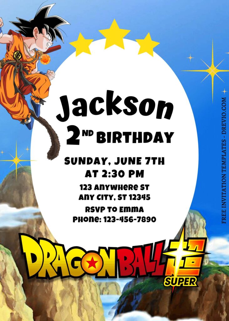9+ Ultimate Dragonball Super Brolly Canva Birthday Invitation Templates with Editable text