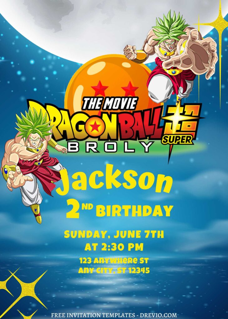 8+ Awesome Dragonball Super Brolly Canva Birthday Invitation Templates with Crystal Dragon Ball