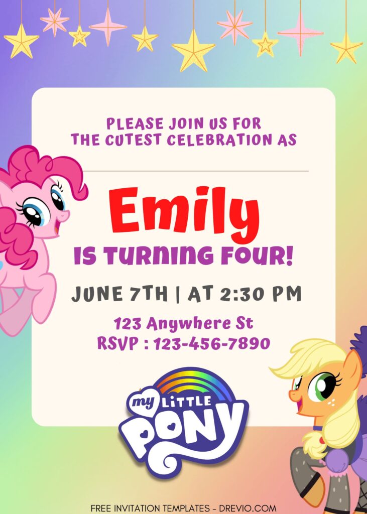7+ A Million Magic Wishes My Little Pony Canva Birthday Invitation with cute wording