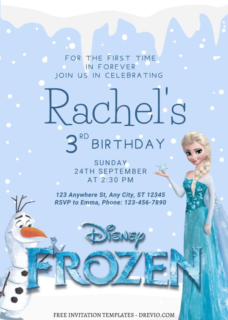 Invitation Template of 11+ Beautiful Snowfall Disney Frozen Canva Birthday Invitation Templates 2