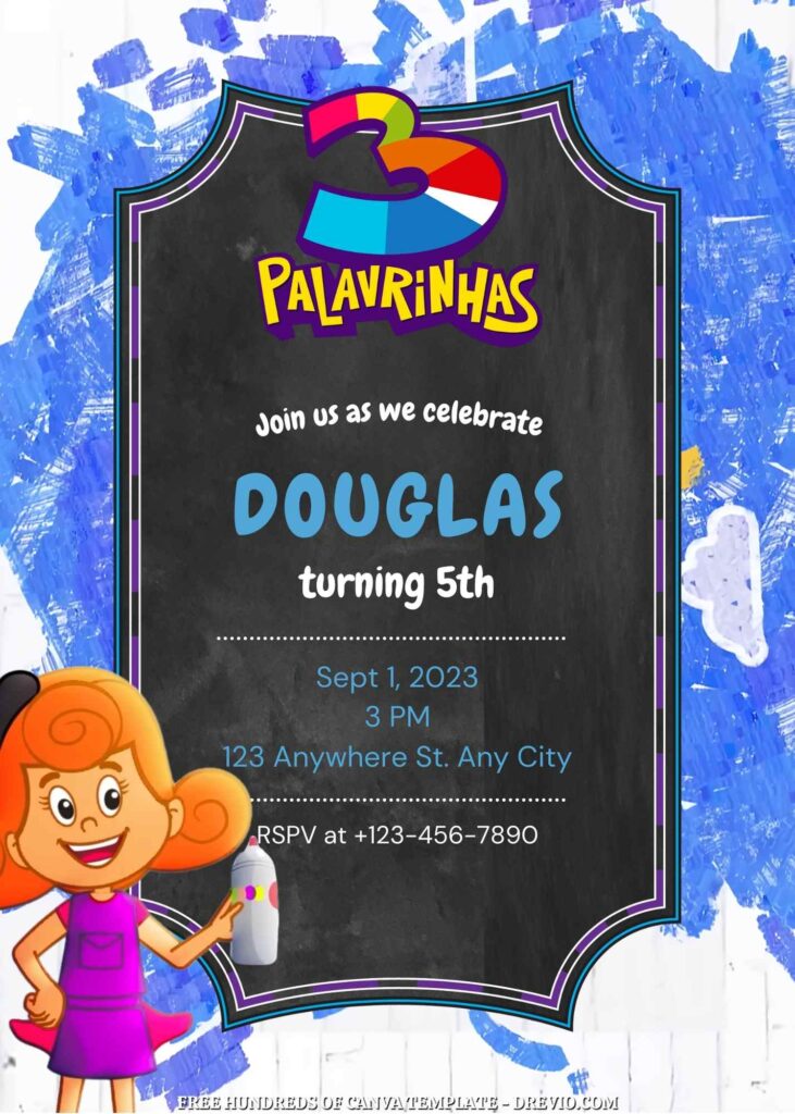 Free Custom 3 Palavrinhas Birthday Invitation