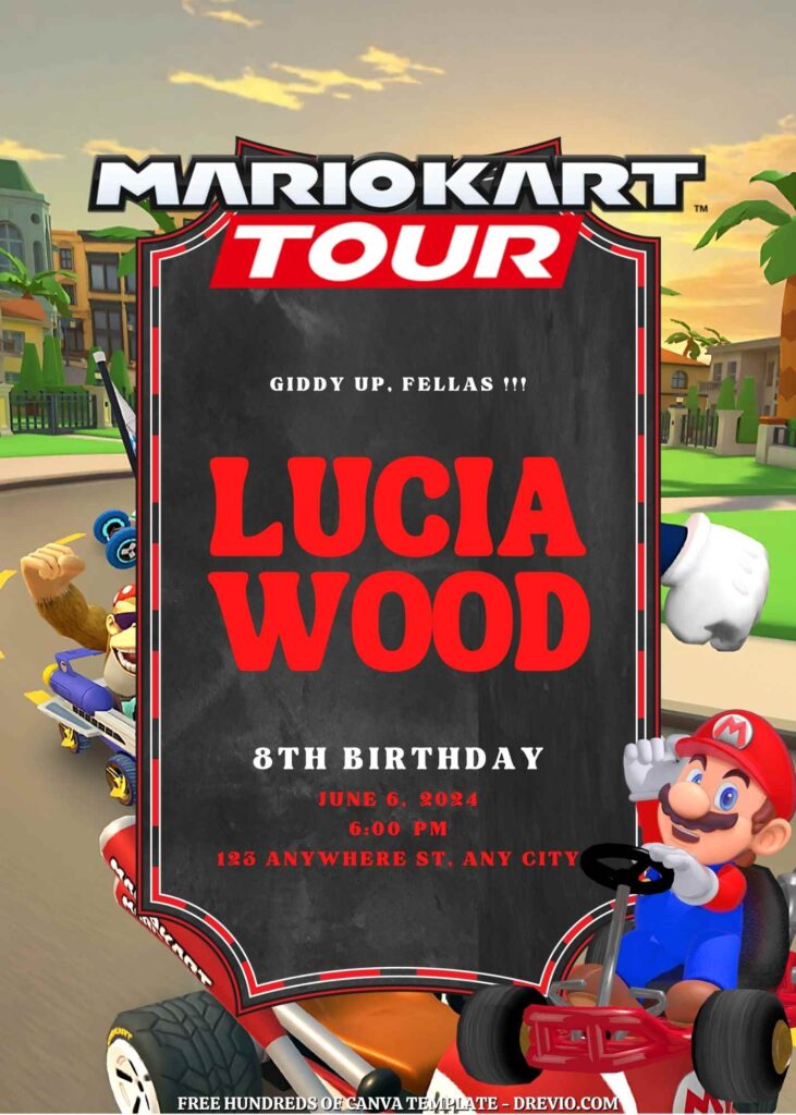 Invitation Template of 22+ Mario Kart Tour Canva Birthday Invitation Templates 4