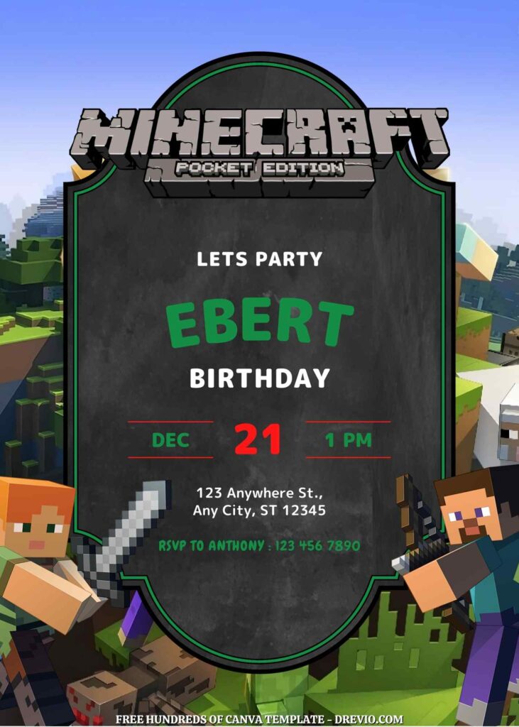 Free Minecraft Birthday Invitations