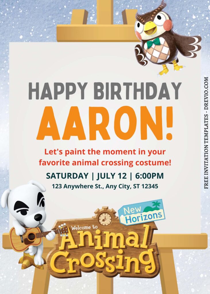 8+ Paint Party Animal Crossing Canva Birthday Invitation Templates with Editable Text