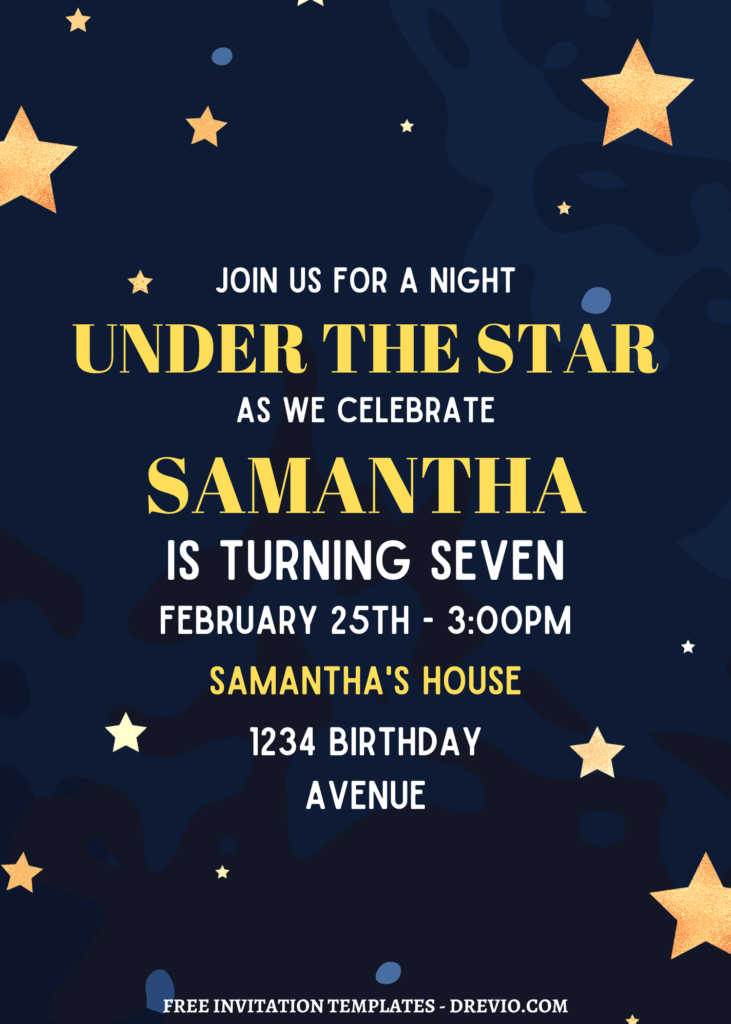 Invitation Template of 9+ Sparkling Night Under The Stars Canva Birthday Invitation Templates 1