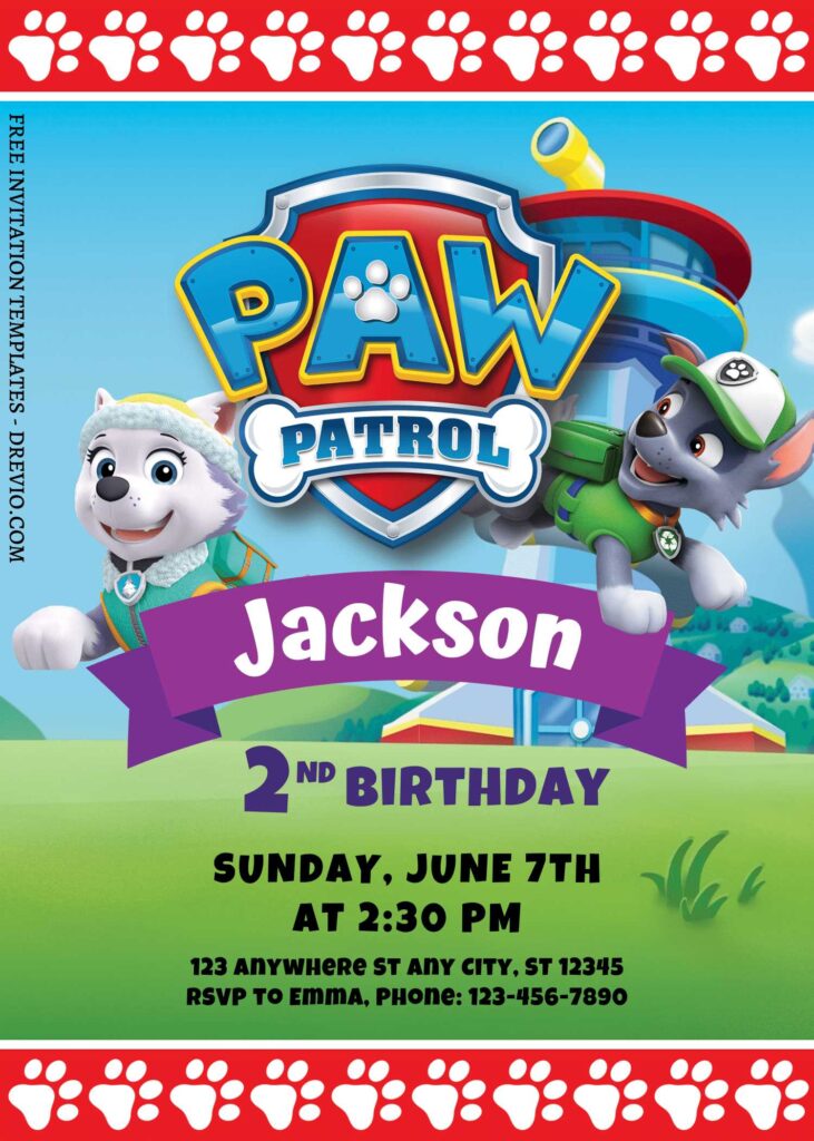 Invitation Template of 7+ PAW Patrol Canva Birthday Invitation Templates 3