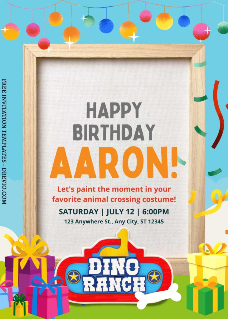 10+ Dino Ranch Party Park Canva Birthday Invitation Templates with beautiful park background