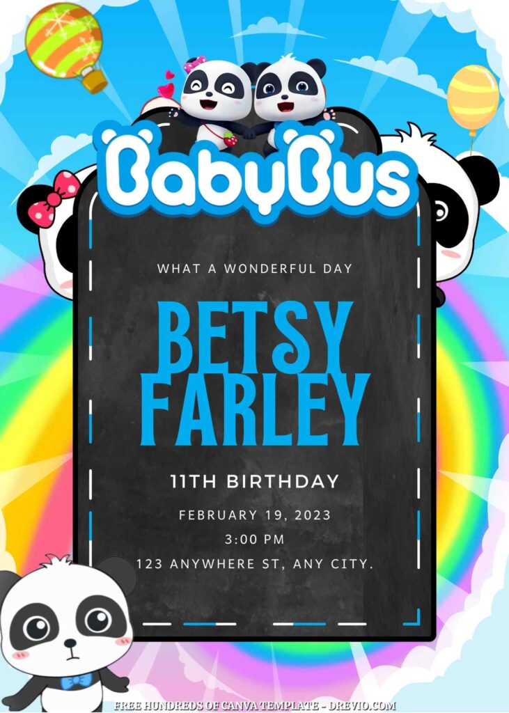 Invitation Template of 16+ BabyBus Canva Birthday Invitation Templates 5