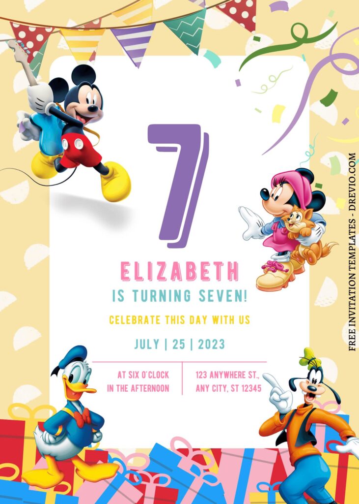 11+ Fun Mickey Mouse Clubhouse Canva Birthday Invitation Templates  with Minnie Mouse and Donald duck