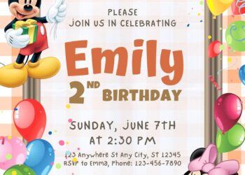 10+ Endearing Mickey & Minnie Mouse Canva Birthday Invitation Templates with Adorable Baby Minnie Mouse