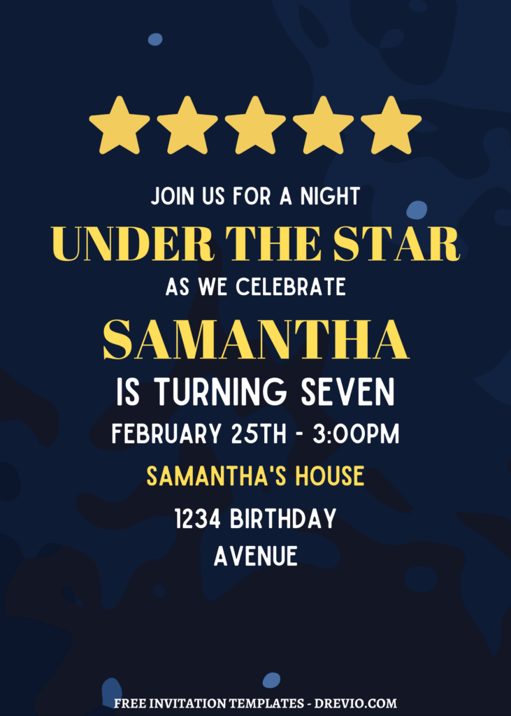 Invitation Template of 9+ Sparkling Night Under The Stars Canva Birthday Invitation Templates 5