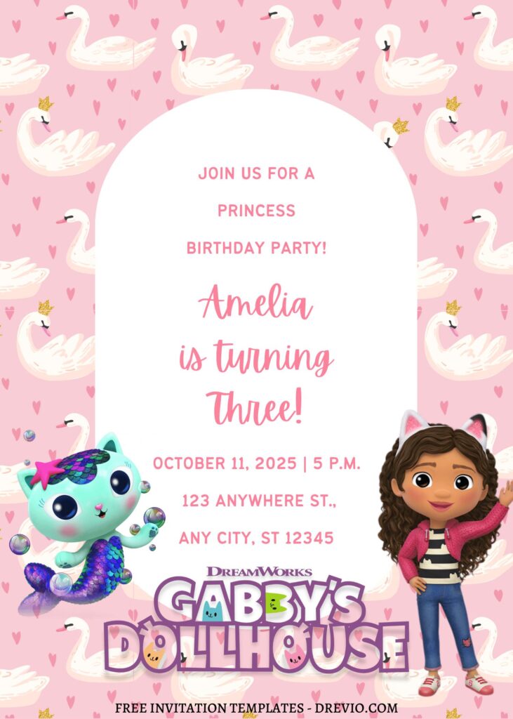 11+ Gabby And Her Cat Friends Canva Birthday Invitation Templates with editable text