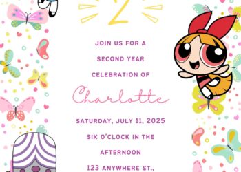 10+ Fluttering Powerpuff Girls Canva Birthday Invitation Templates with Mojo Jojo and Blossom