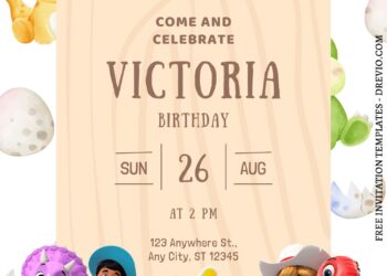 9+ Roaring Good Time Dino Ranch Canva Birthday Invitation Templates with Miguel and Tango