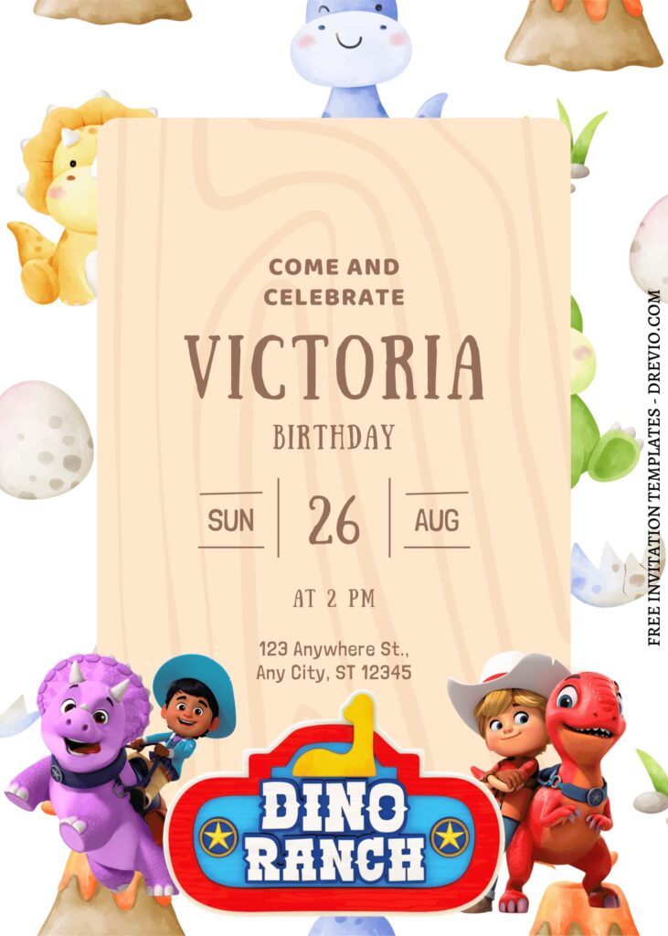 9+ Roaring Good Time Dino Ranch Canva Birthday Invitation Templates  with Miguel and Tango