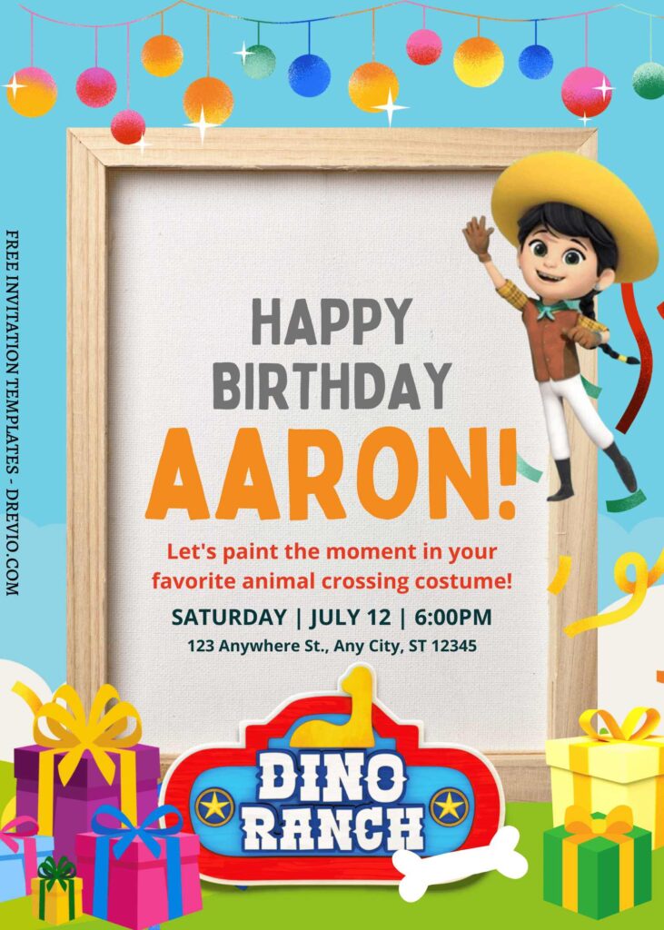 10+ Dino Ranch Party Park Canva Birthday Invitation Templates with editable text