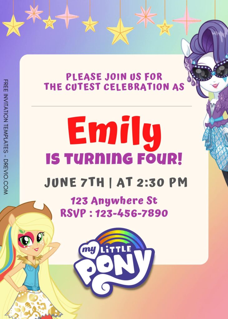 7+ A Million Magic Wishes My Little Pony Canva Birthday Invitation with Applejack