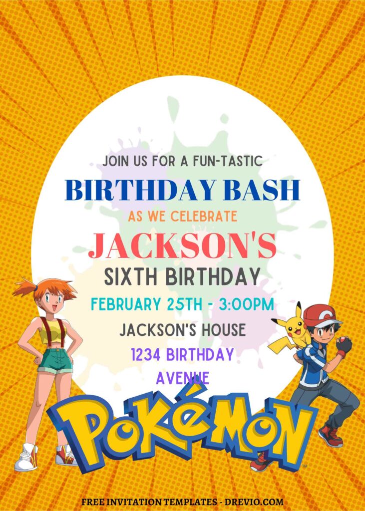 11+ Ultimate Pokemon Canva Birthday Invitation Templates with Misty and Ash