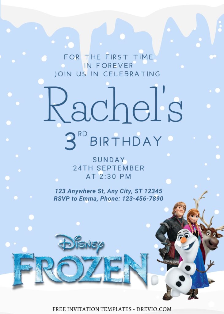 Invitation Template of 11+ Beautiful Snowfall Disney Frozen Canva Birthday Invitation Templates 1