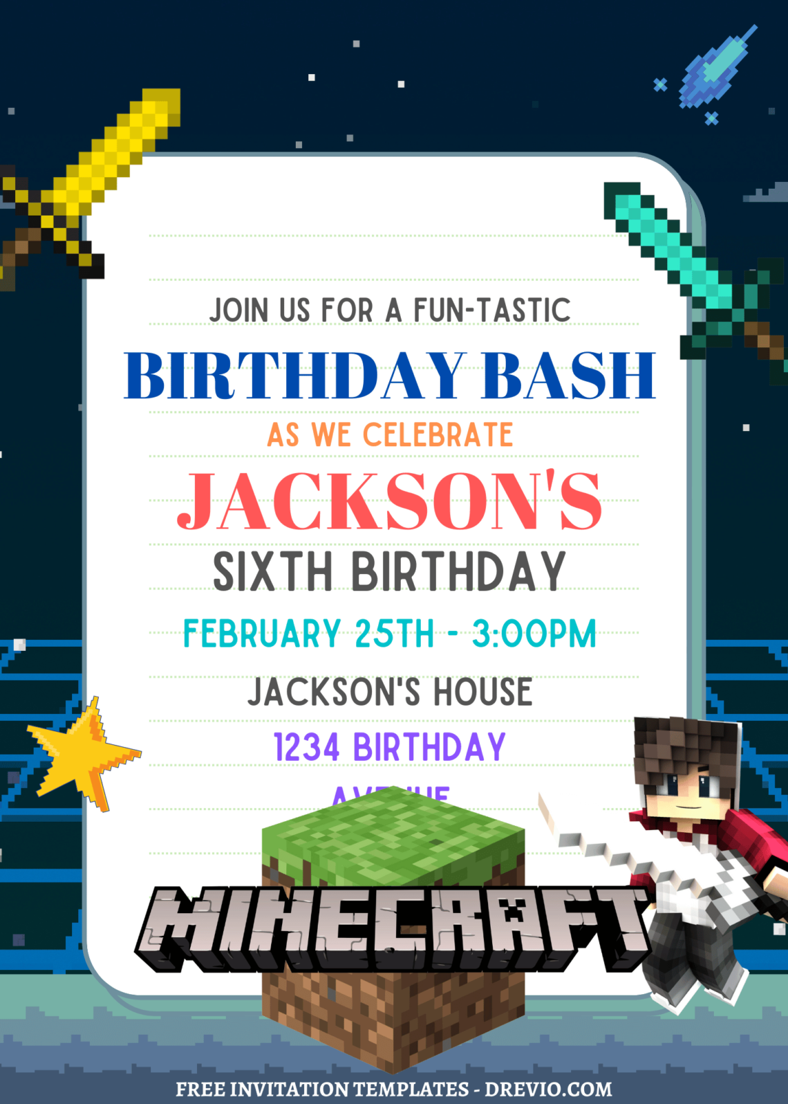 7+ Ultimate Minecraft Canva Birthday Invitation Templates with Minecraft Sword and Loogo