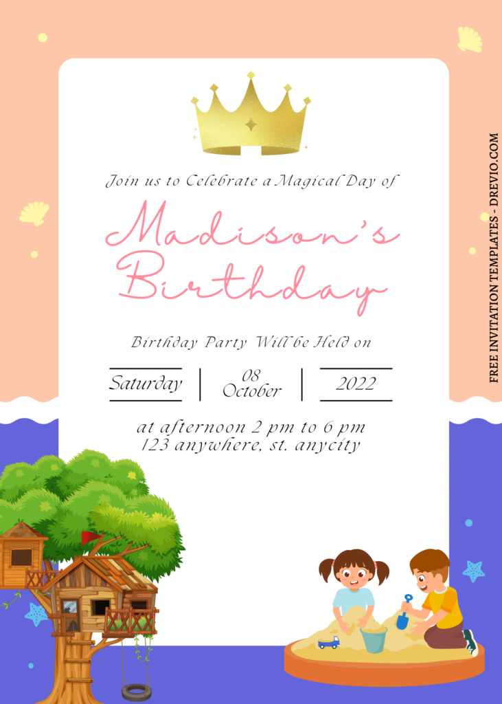 11+ Fun Party At The Park Canva Birthday Invitation Templates with happy children