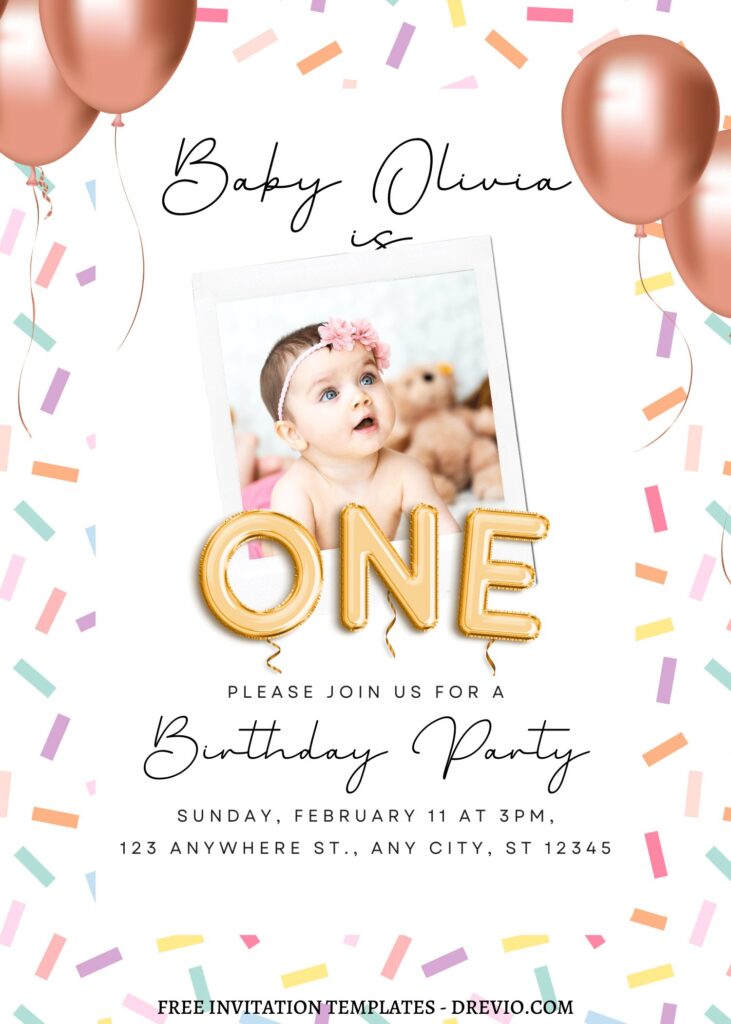 10+ Colorful Baby Sprinkle Canva Birthday Invitation Templates with realistic 3d balloon