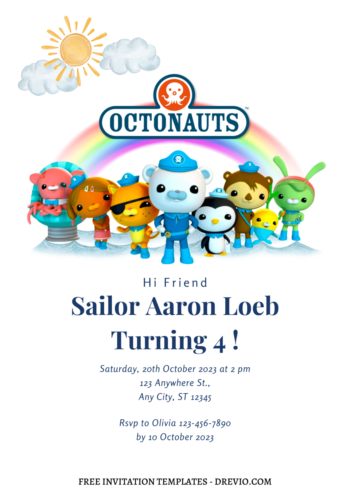 8+ Simply Cute And Fun Octonauts Canva Birthday Invitation Templates with Captain Barnacle