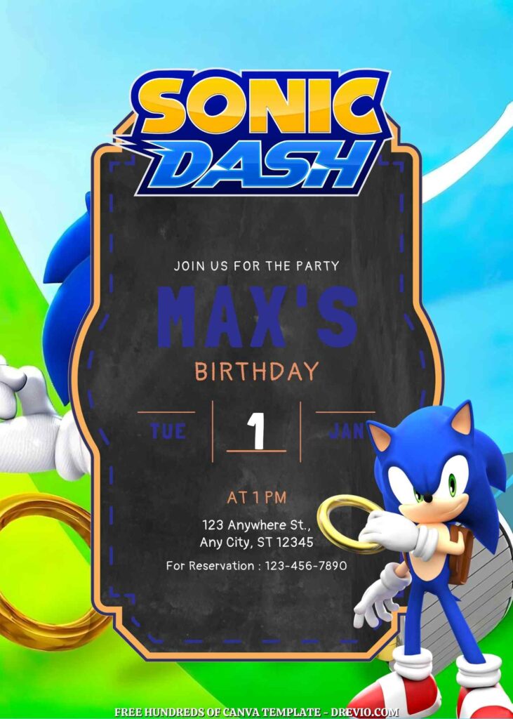 Free Sonic Dash Birthday Invitations