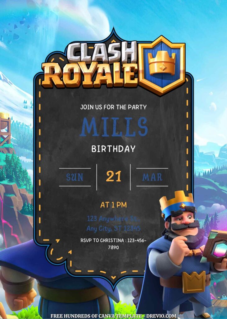 Invitation Template of 22+ Clash Royale Canva Birthday Invitation Templates 4