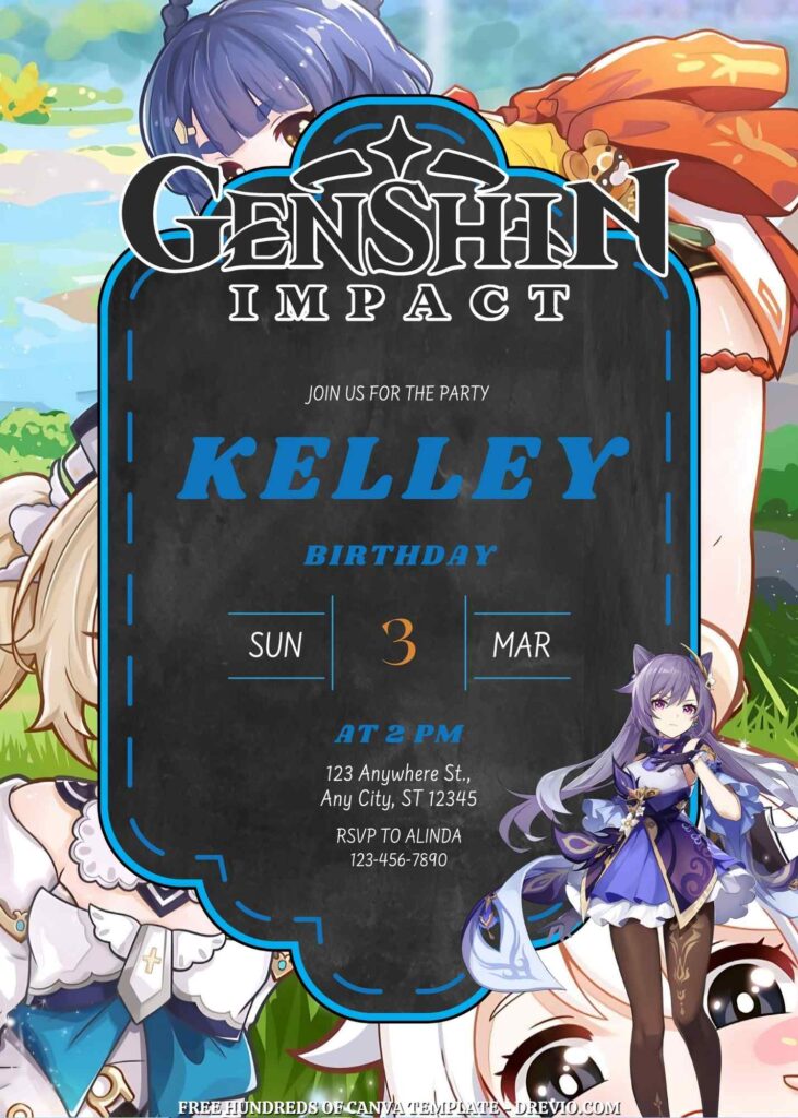 Free Genshin Impact Birthday Invitations