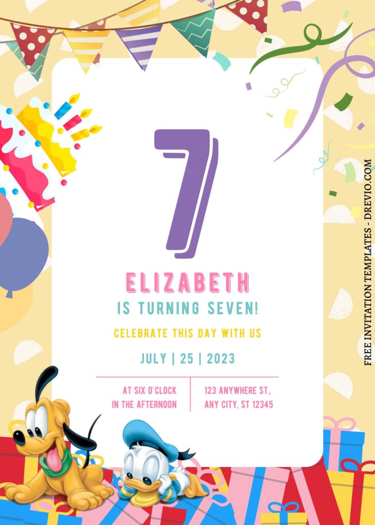11+ Fun Mickey Mouse Clubhouse Canva Birthday Invitation Templates  with sweet birthday cake