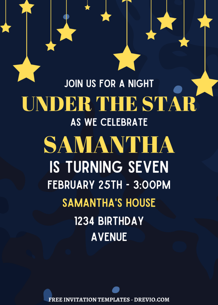 Invitation Template of 9+ Sparkling Night Under The Stars Canva Birthday Invitation Templates 4