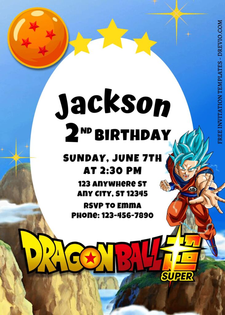 9+ Ultimate Dragonball Super Brolly Canva Birthday Invitation Templates with Goku GT