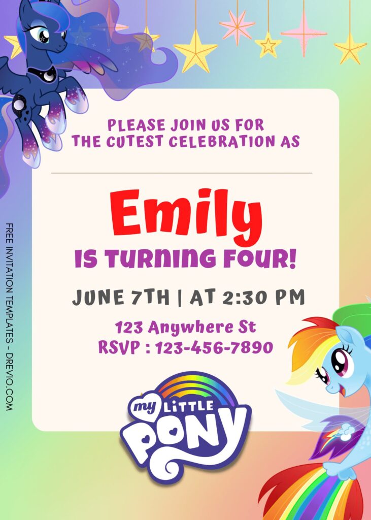 7+ A Million Magic Wishes My Little Pony Canva Birthday Invitation with Rainbow Dash