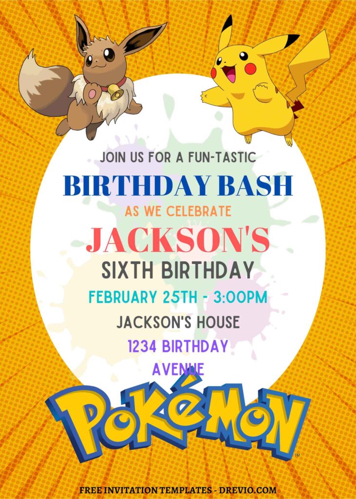 11+ Ultimate Pokemon Canva Birthday Invitation Templates with Editable text