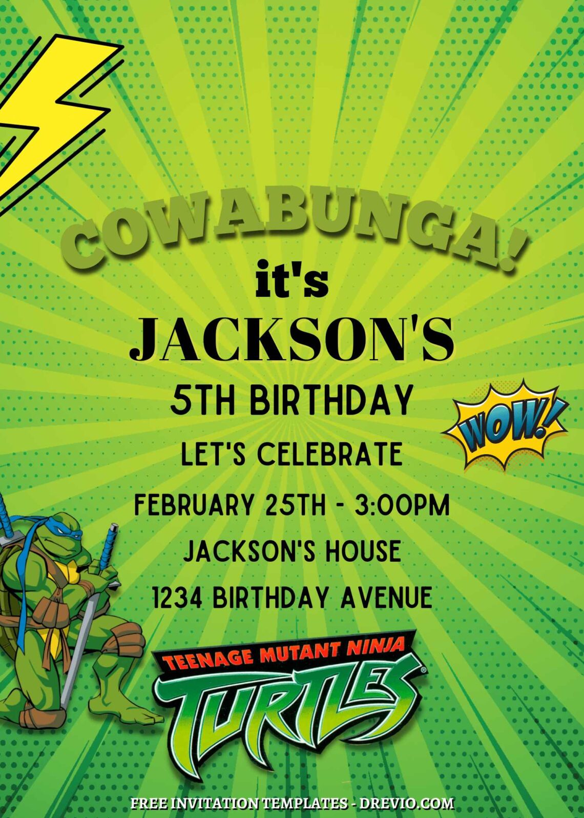 8+ Teenage Mutant Ninja Turtles Canva Birthday Invitation Templates with cute wording